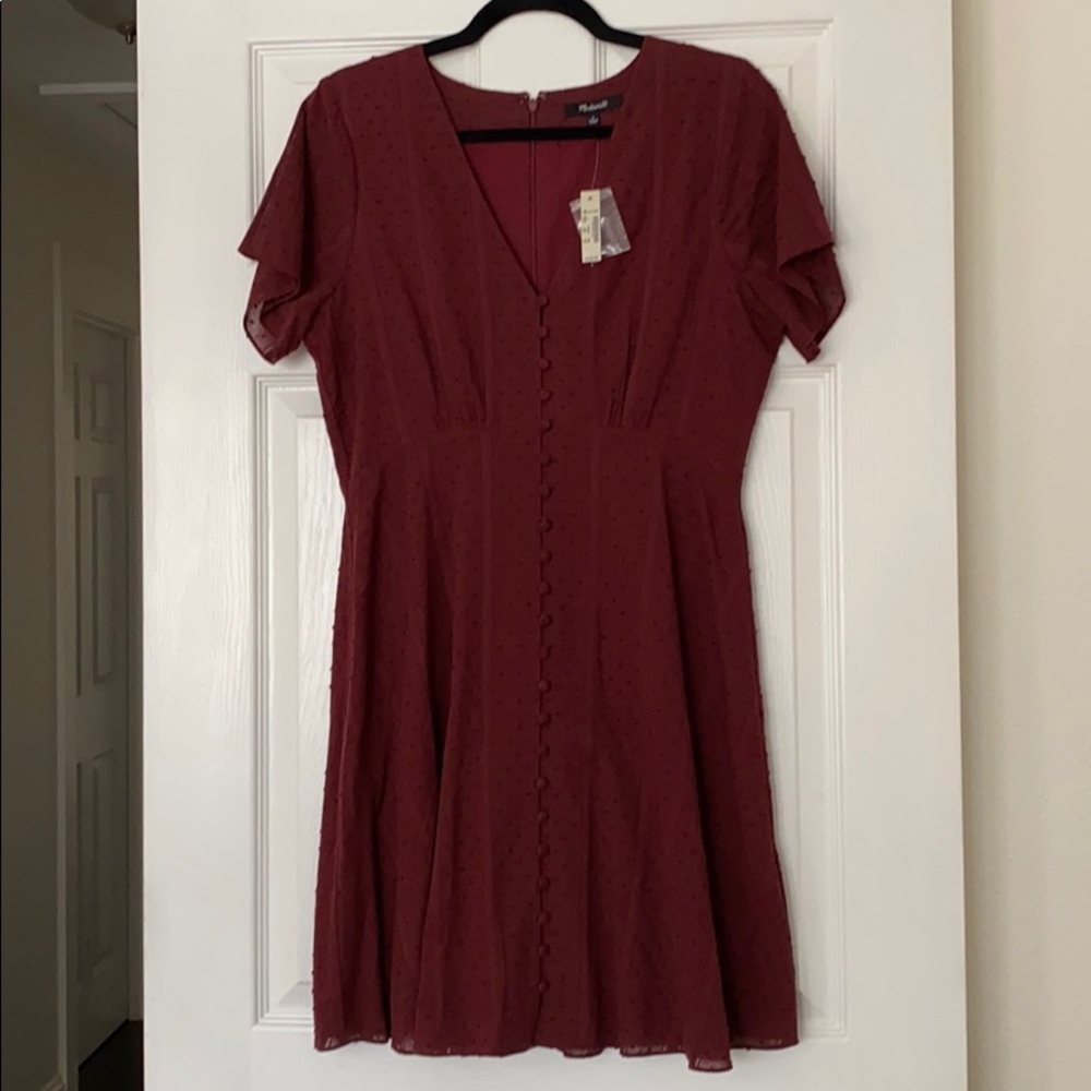 Madewell Button-Front swing dress in Swiss dot